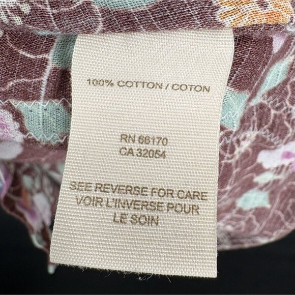 Free People Women's Boho Floral Denim Trim Mini Dress 6 Brown Mixed Media Y2k - Picture 5 of 9